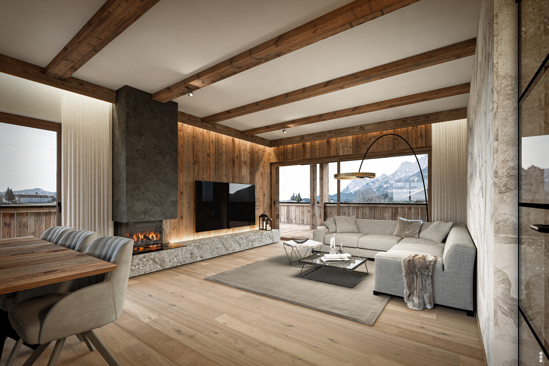 Visualisierung wohn- und essbereich